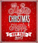 Merry Christmas and Happy New Year typographic design. Vector illustration.