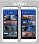 Trendy blurred polygonal website header banner webdesign kit witn smartphone mockup