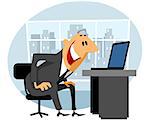 Vector illustration of a businessman working at laptop