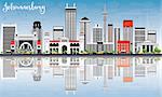 Johannesburg Skyline with Gray Buildings, Blue Sky and Reflections. Vector Illustration. Business Travel and Tourism Concept with Johannesburg Modern Buildings. Image for Presentation and Banner.