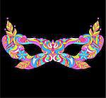 Vector illustration of mardi gras mask on black background. Carnival, masquerade mask.