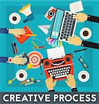 Vector Creative Process concept banner. Flat style vector illustration online web banner