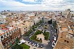 VALENCIA, SPAIN - SEPTEMBER 24, 2014: Aerial view of Valencia in a cloudy day. Plaza de la Reina. Valencia, Spain.