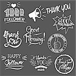 Set of vintage Thank you badges, labels and stickers