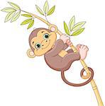 Illustration of cute baby monkey