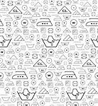 Pattern created from laundry washing symbols on a white background. Seamless vector illustration