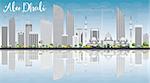 Abu Dhabi City Skyline with Gray Buildings, Blue Sky and Reflections. Vector Illustration. Business Travel and Tourism Concept with Modern Buildings. Image for Presentation, Banner, Placard and Web.