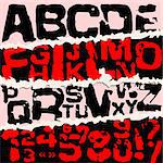 Vector illustration alphabet. Grunge black stamp font