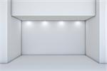 Empty storefront with lights. 3D illustration. Template for design