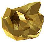 Abstract golden shape isolated on white. 3D illustration
