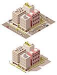 Vector isometric low poly town street block