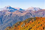 Fisht, Oshten, Pshecho Sou mountains at autumn day time. Caucasus. Russia.