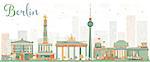 Abstract Berlin Skyline with Color Buildings. Vector Illustration. Business Travel and Tourism Concept with Historic Architecture. Image for Presentation Banner Placard and Web Site.