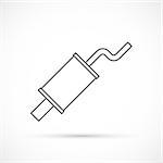 Car muffler outline icon on white background