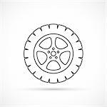 Car wheel outline icon. Car repair service spare part