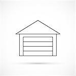 Garage outline icon. Car garage with closed gates