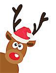 vector illustration of a funny deer in Santa hat