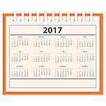 Business full calendar for desk on 2017 year. There are all of the 12 month. Week starts on Sunday. eps 10