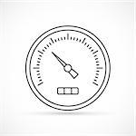 Speedometer outline icon on white background