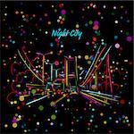 Night city road for your design. Vector illustration