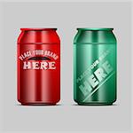 Vector red and green aluminium beverage drink can mockup ready for your design