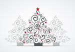 Vector illustration white background with Christmas trees