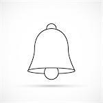 Bell thin line icon on white background