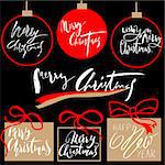 Vintage Merry Christmas And Happy New Year Handdrawn Calligraphic And Typographic labels set. Decorations elements, Symbols, Icons, Frames, Ornaments and Ribbons.