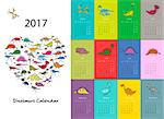 Dinosaurs calendar 2017 design. Vector illustration