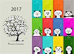 Panda calendar 2017 design. Vector illustration