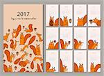 Squirrel calendar 2017 design. Vector illustration