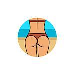 Healthy woman buttocks on the beach. Sport, fitness go squat.