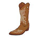 Leather cowboy boots, color vector illustration isolated