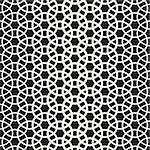 Circle Overlapping Shapes Lattice. Abstract Geometric Background Design. Vector Seamless Black and White Pattern.