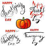 Typographic Thanksgiving Design Lettering Set. Vector illustration