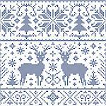 Vector illustration of christmas seamless pattern with deers, trees and snowflakes