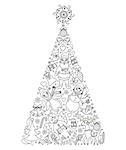 Vector illustration of hand drawn christmas tree.Coloring page for children and adult.