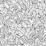 Vector illustration of abstract seamless pattern.Coloring page for adult.