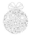 Vector illustration of christmas ball.Coloring page for children and adult.