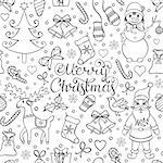 Vector illustration of christmas seamless pattern.Coloring page for children and adult.