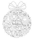 Vector illustration of christmas pattern.Coloring page for children and adult.