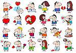 Cartoon Illustration of Funny People on Valentines Day Time Characters Set