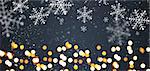 Dark grey festive Christmas or New Year background with shiny golden baubles