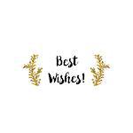 Christmas greeting card on white background with golden elements and text Best wishes