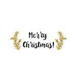 Christmas greeting card on white background with golden elements and text Merry Christmas