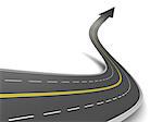 3d illustration of road with arrow, over white background