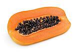 Half of papaya fruit isolated on white background with clipping path