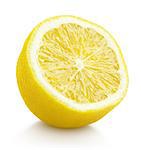 Single half lemon citrus fruit isolated on white background with clipping path