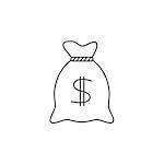 Money bag line icon on white background