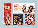 A set of banners for websites. Banners with the New Year and breeding cock. Rooster symbol of 2017.